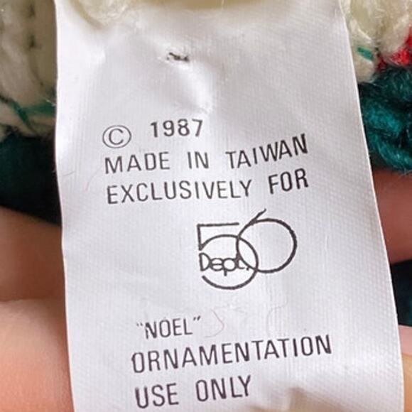 Needlepoint Vintage Long Sock Christmas Stocking Bells Department 56 Knit - Picture 9 of 10